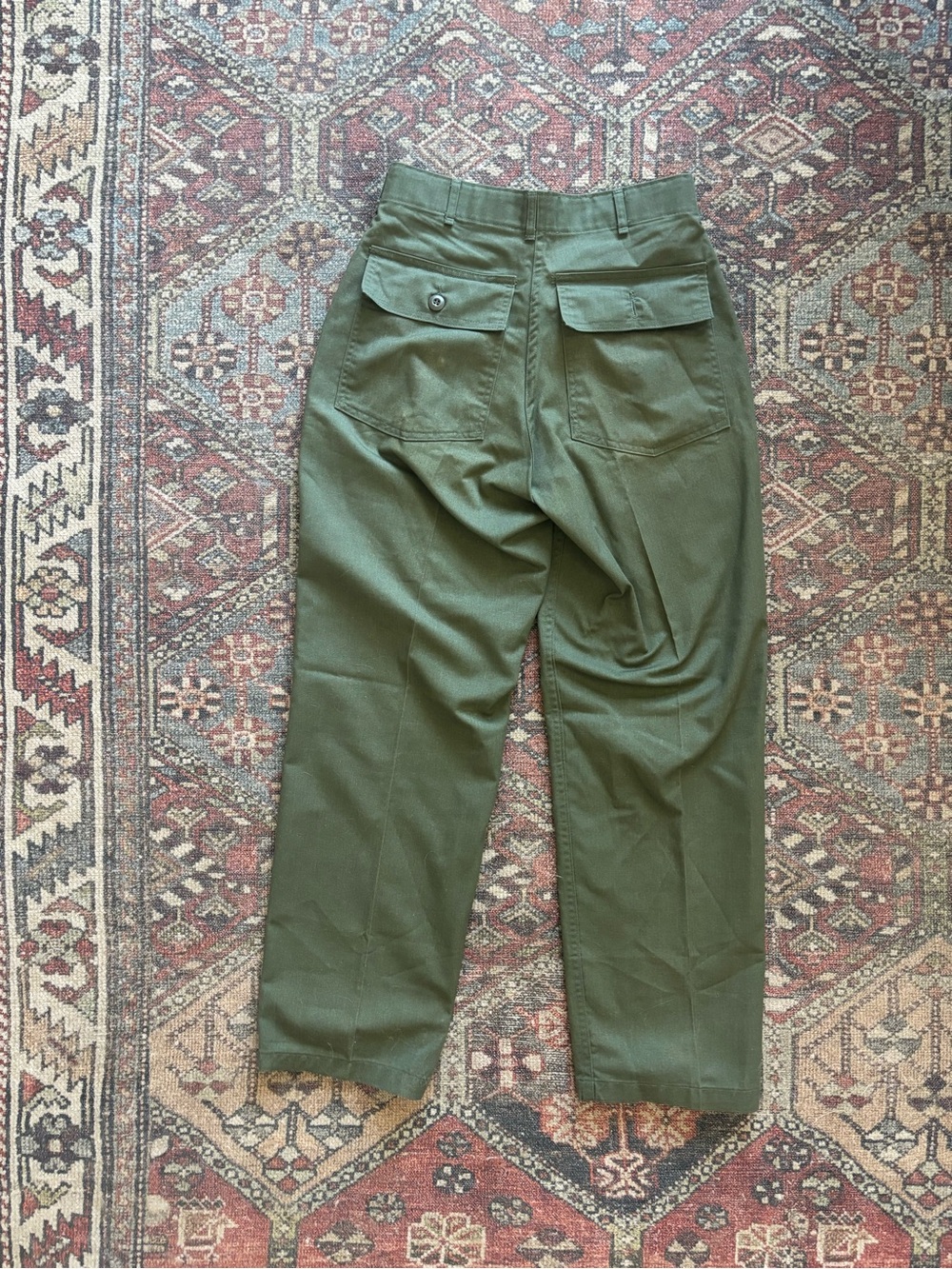 Men's Vintage Olive Green Utility Pants - Picture 2 of 4
